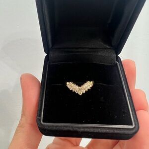 V Ring with Natural Diamonds set in 18k Yellow Gold